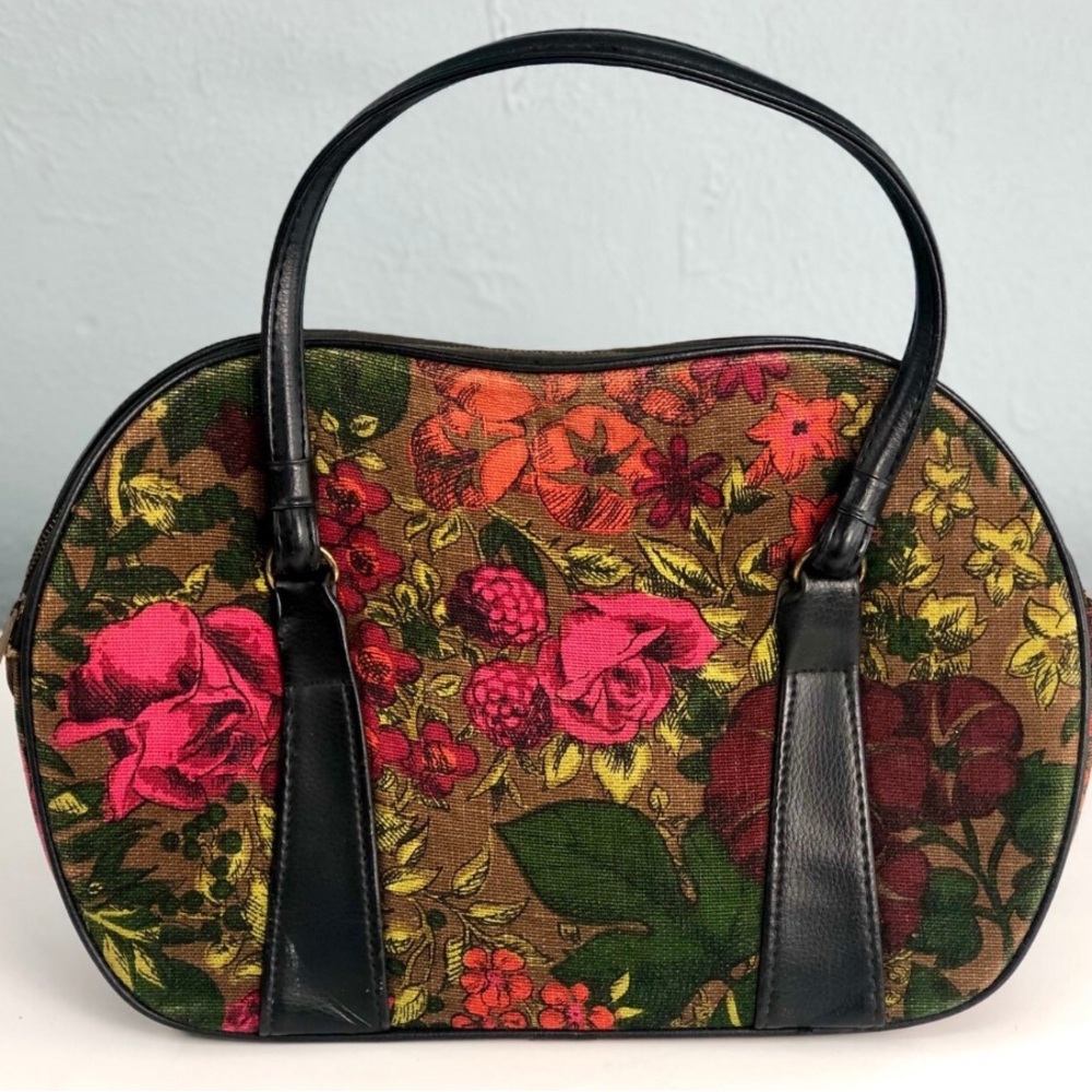 Vintage Funky Flower Shoulder Tote Bag Suit Case